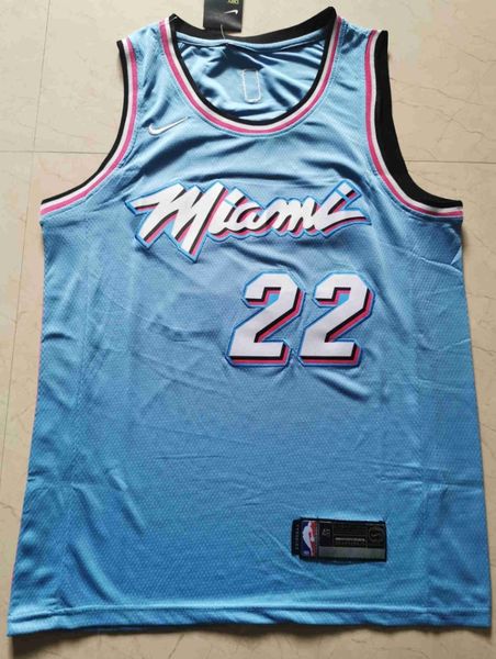 

men youth miami heat dwyane wade jimmy butler 14 tyler 25 nunn blue 2019/20 finished city version swingman jersey, Blue;black