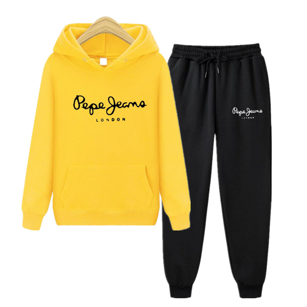 

autumn women's sweatshirt collar household women's letter printing hoodie shirt casual long sleeve coat + trousers, Black