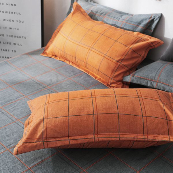 Plaid Bedding Set Luxury Orange Duvet Cover Set Bed Cover