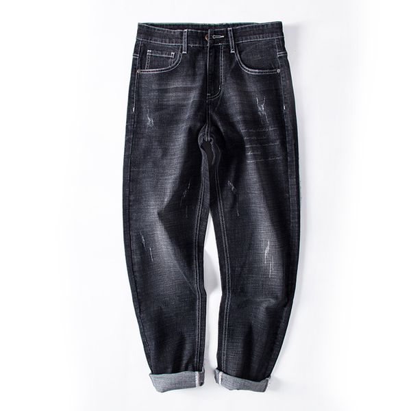 

feitong autumn spring pants men summer jeans casual long skate board stright fashion jean plus size s-6xl hip hop harem #913, Black