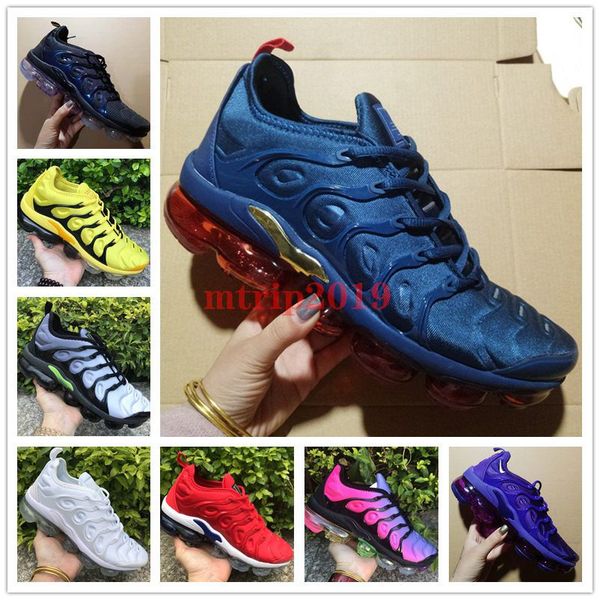 

2019 tn plu cu hion running hoe men women be true triple black white blue grey volt u a ca ual port air hoe de igner trainer neaker