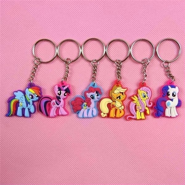 

designer 50pcs my cute little horse keychain poni key chains rarity fluttershy dash keys chain keyring action figures gifts headwear, Silver