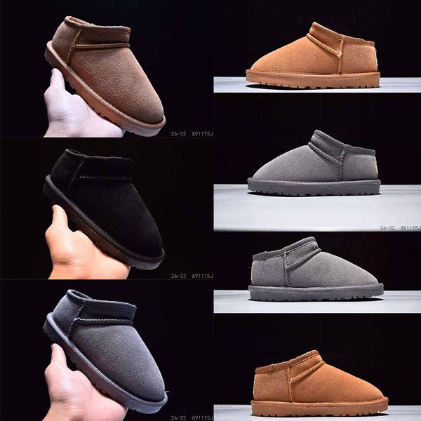 

2020 australia kids luxury designer shoes girls warm winter boots childrens snow boots ankle boots baby girl shoes boy 26-32, Black