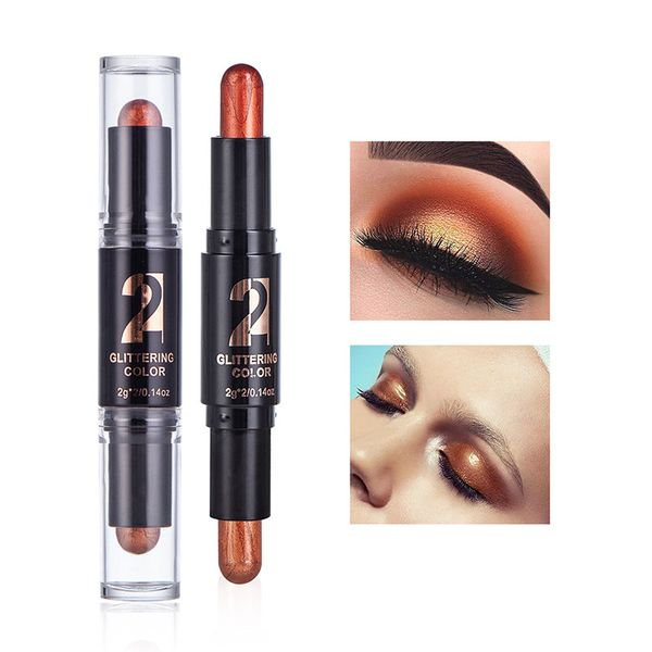 

double end eyeshadow stick shimmer eye shadow cream pen long wear smooth pearlescent makeup pencil waterproof eye makeup palette