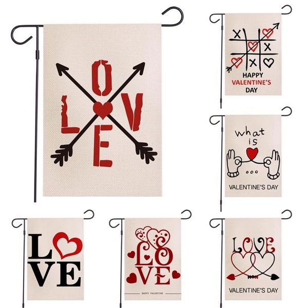

valentines day series garden flag arrow love heart prints flax garden flag for party decorations 30*45cm 9hy e1