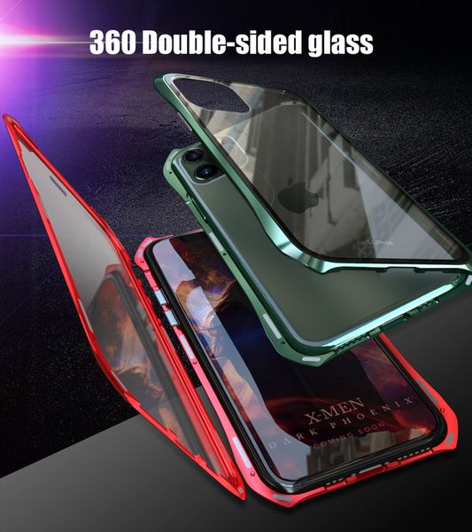 

front and back magnetic glass case for apple iphone 11 pro case 360 metal bumper full body cover for etui iphone 11 pro max case