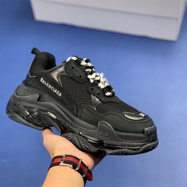 

2020 new balèncìaga triple s retro sneaker mens fashion vintage kanye west old grandpa trainers cushion mens womens casual shoes eur 36-45, Blue;black