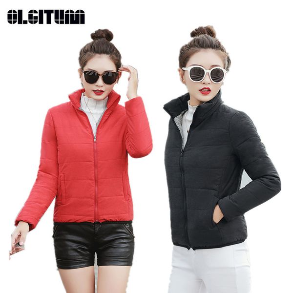 

winter women's parkas slim thick hooded short coat casual solid color new female parka 5 colors choose cc696, Black