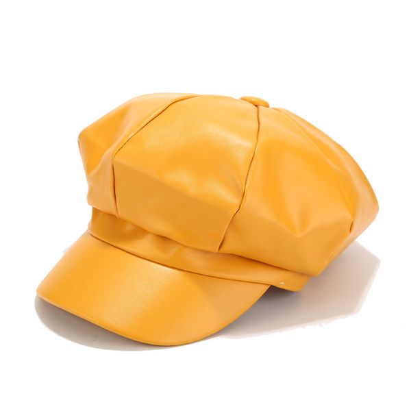 

women hat pu leather plate octagonal cap female british retro simple cap autumn outdoor leisure hat baseball caps men snapback, Blue;gray