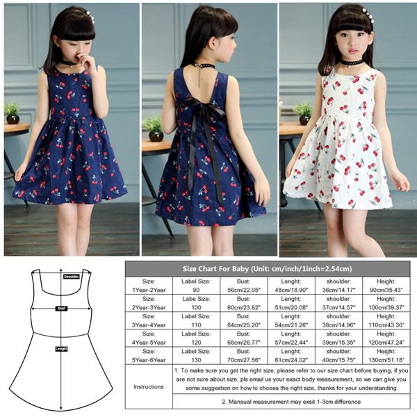 

2018 summer cotton cherry bow decor princess dress floral vest dresses for girls children clothes vestidos dress for girl, Red;yellow