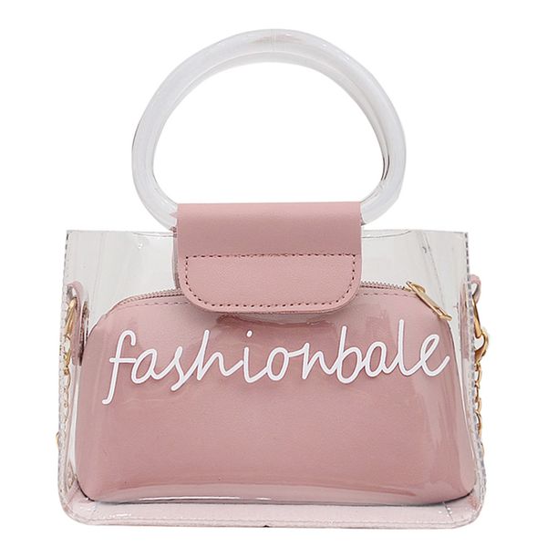 

woman bag handbag 2pc jelly transparent messenger 2019 new portable shoulder bolso mujer torebka damska sac main femme #10