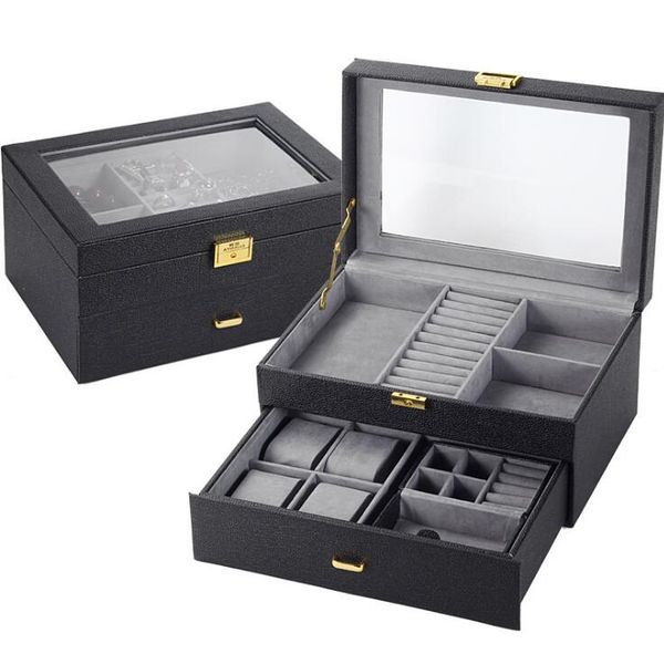 

2018 new watches jewelery boxes accessories watches storage boxes wristwatches cases cases jewelry rack organizers holiday gifts, Black;blue