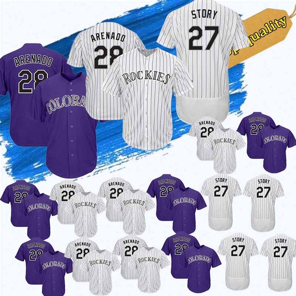 

Colorado Jersey Rockies Baseball 28 Nolan Arenado 27 Trevor Story Baseball Jerseys t shirt Top quality
