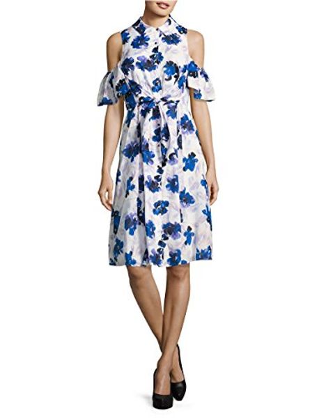 

ivanka trump womens floral cold-shoulder shirt dress, Black;gray