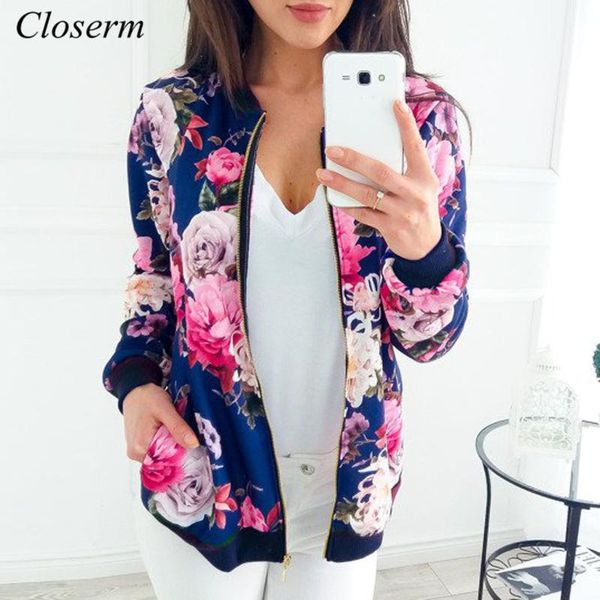 

coat 2020womens ladies retro floral printing zipper up jacket casual coat outwear, Black;brown