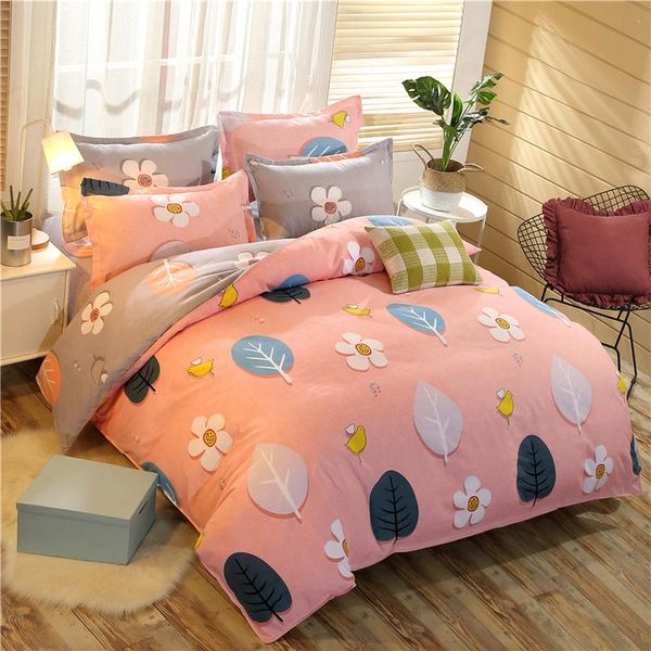 

bedding quality fresh green leaf printing textile bedding set include duvet cover&sheets&pillowcases comfortable home bed set blanket