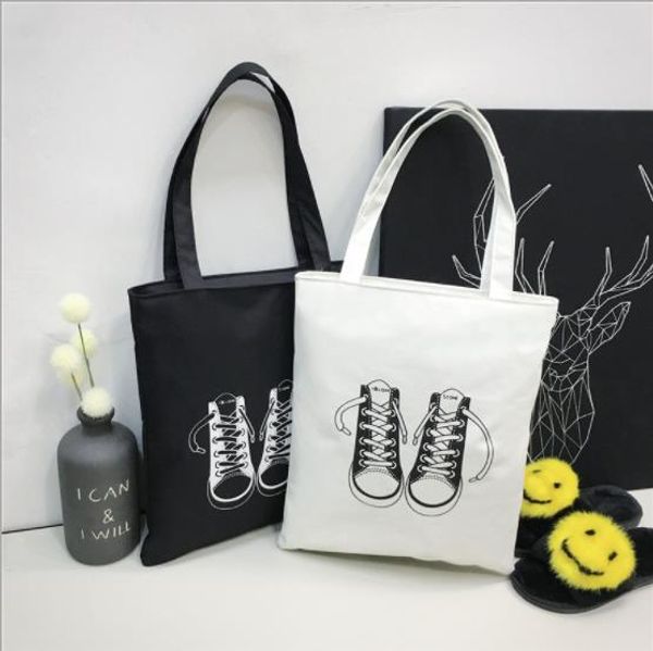 

женщины холст хозяйственная сумка женский мешок плеча eco tote сумки многоразового бакалея shopper сумки для обуви шаблон для печати на коре