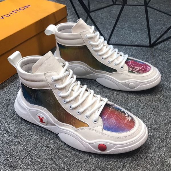 

6547608 air-louis10 mens luxuries shoes with calfskin leather sneaker casual shoes fashion booties basketball shoes with box ing, Black