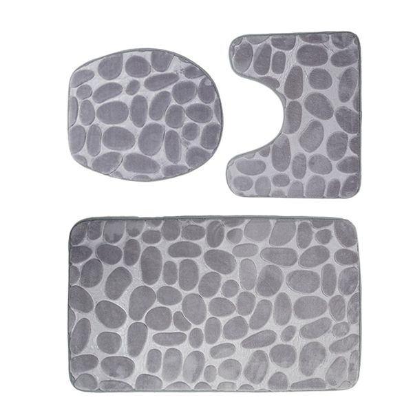 

3 pcs non-slip bathmat toilet lid cover & pedestal mat bathroom rugs