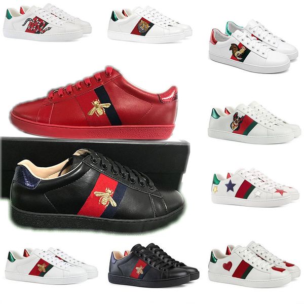 

luxury designer ace bee shoes for men women vintage black triple red white flats bottom skate casual shoes snake tiger star embroidery shoe