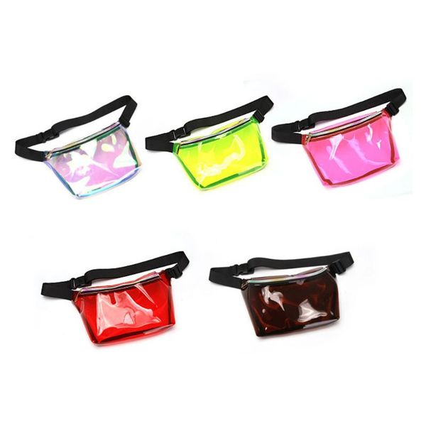 

2019 women holographic pvc waist chest bag travel phone pouch fashion transparent belt chest bags
