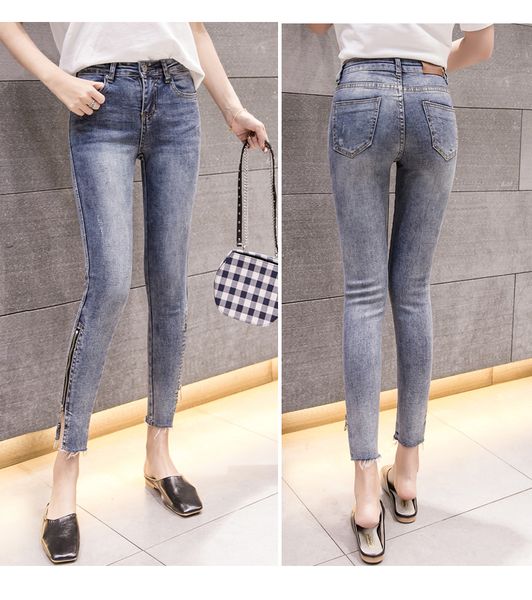 

light blue color tem feet tight fashion lady pants