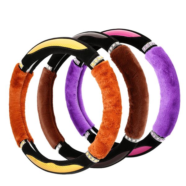 

fashionable rhinestone-studded candy color car steering wheel cover for women