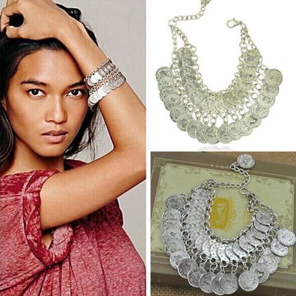 

b1391 bracelet ancient silver coin tassel bracelet accessories, Black