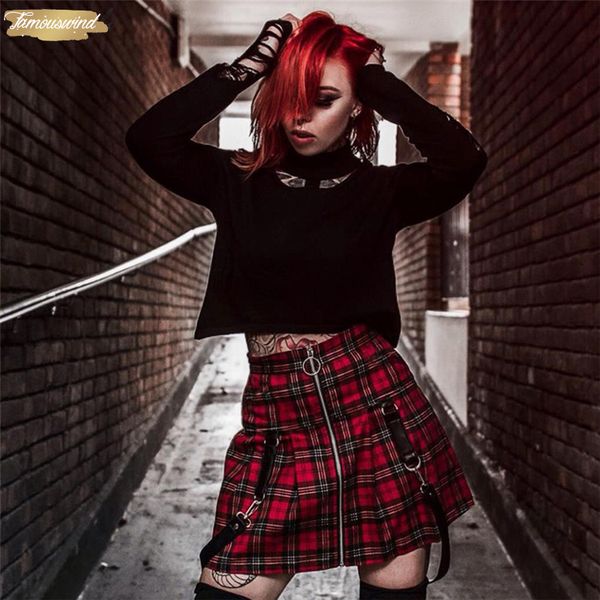 

mini skirt short high waist buckle strap zip lattice fashion women a line skirt new casual skirt, Black