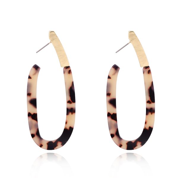 

1pair hyperbole leopard acetic acid big hoop earings european women acrylic geometric round circle earrings party jewelry e460, Golden;silver