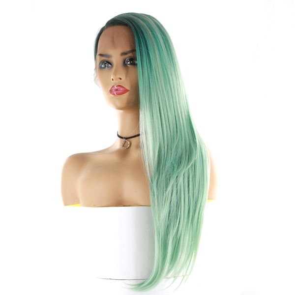 

new style lace front synthetic hair wigs 26inch women wig natural color ombre color long straight lace frontal wig, Black