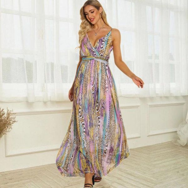 

print dress female v neck clothes women fashion spaghetti strap dresses ladies summer chiffon floral, Black;gray