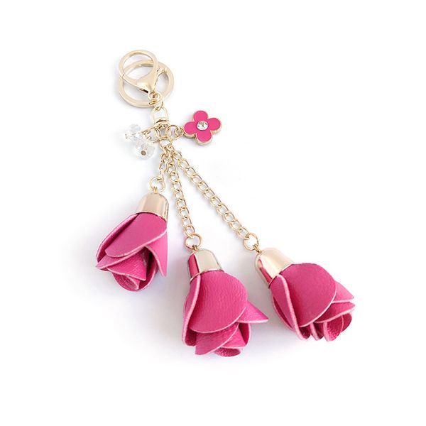 

Dhl100pc 18color charm leather ro e flower key chain ta el flower keychain women keychain bag pur e pendant jewelry