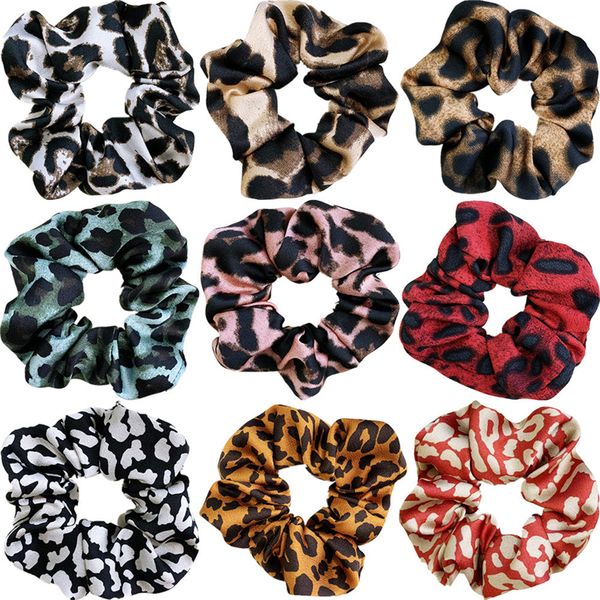 

11colors girls chiffon print dots leopard elastic ring hair ties accessories ponytail holder hairband rubber band scrunchies wholesale fj651, Slivery;white