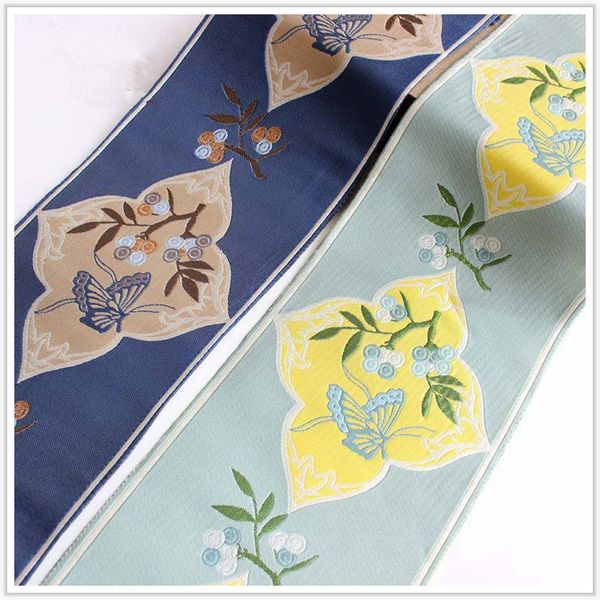 

12cm width new chinese embroidery jacquard butterfly ribbon diy curtain table flag pillow clothing accessories lace, Black;white