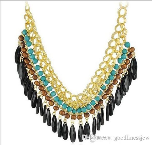 

довольно воротник ожерелье для женщин 2015 мода чешского ожерелья кристалл vintage choker заявление ожерелья, Silver