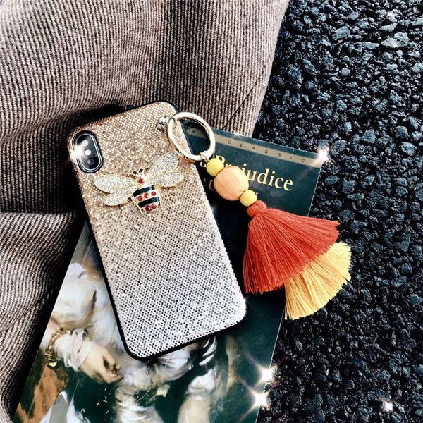 

wholesale luxury iphone xr phone case for iphone 7 8 plus fashion bee sequins designer back cover with adornment for gifts