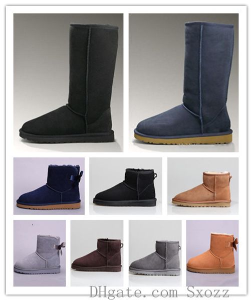 

snow winter wgg leather women australia classic kneel half long ankle black grey chestnut navy blue red coffee womens girl shoes