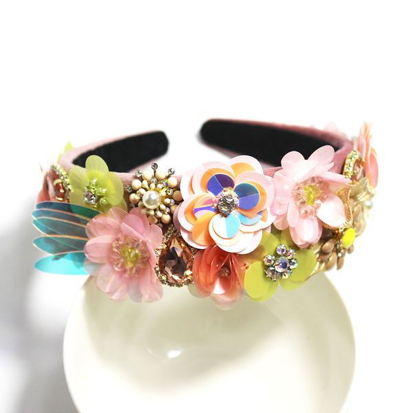 

2019 new baroque leaf full fashion fashion hairband retro palace bride hair accessories 996, Golden;white