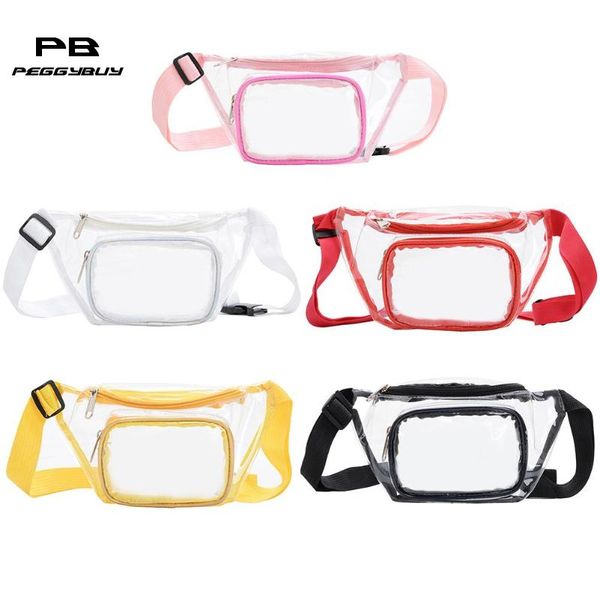 

clear pvc waist bags women girls zipper phone pouch chest belt fanny packs