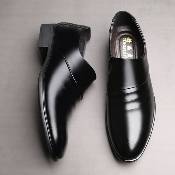 

new business men oxfords shoes set of feet black brown male office wedding pointed men's leather shoes 599