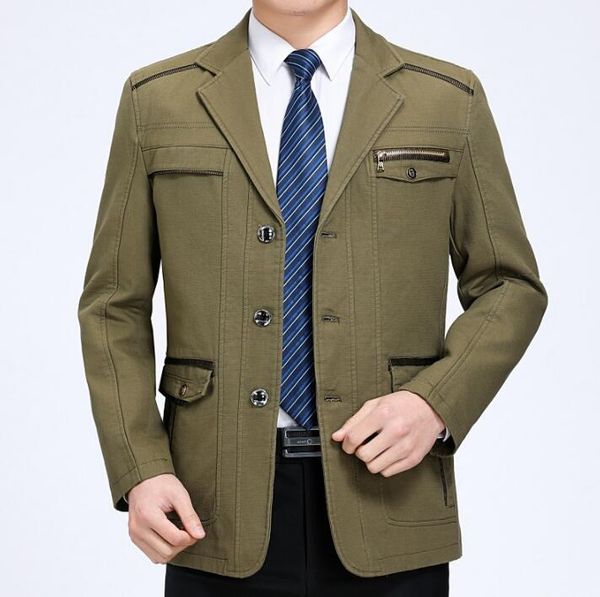 

middle-aged suits men blazer spring autumn cotton suit collar masculino slim fit casaco jaqueta masculina coats mens jacket b251, White;black
