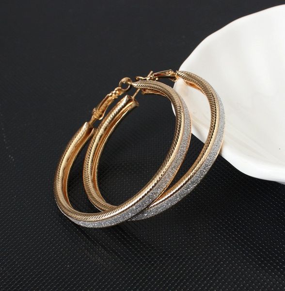 

gold silver color hoop earring for women charming big large round circle earring fashion party wedding jewelry, Golden;silver