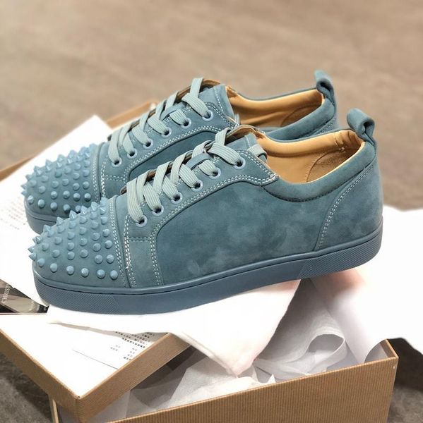 

2020 sal sneaker studded spikes men trainers red bottom shoes grey new designer flats 100% genuine leather for us 5-12 cs03, Black