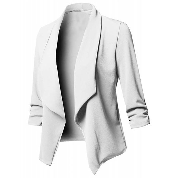 

blazer casual jacket coat womens solid open front cardigan long sleeve women suit conbinaison femme garnitur damski ladies suit, White;black