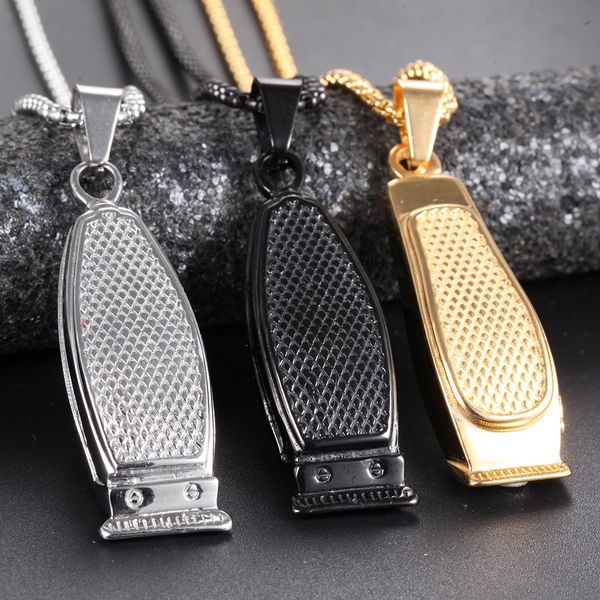 

stainless steel barber razor multi-color man men necklaces chain pendants rock punk hip hop for male boy fashion jewelry gift, Silver