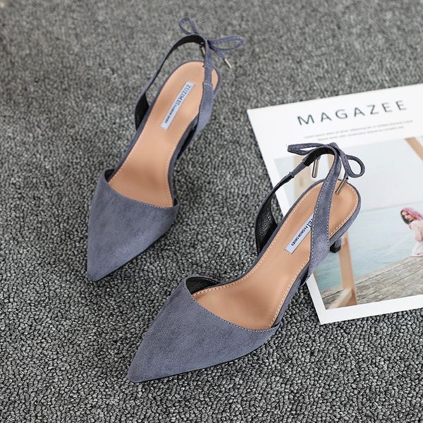 

summer women's shoes shallow mouth high heels pointed toe branded pumps all-match sandals ladies lace-up 2019 work dress, Black