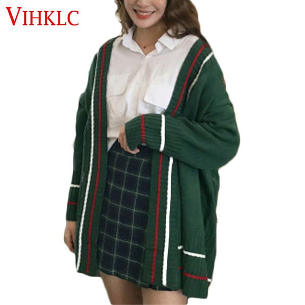 

women sweater 2019 new fashion spring autumn color block embroidery knitted sweaters cardigans womens q342, White;black