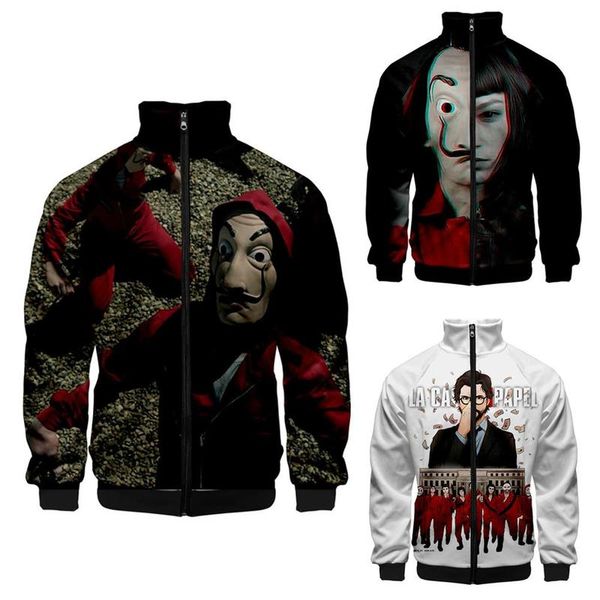 

men sweatshirt autumn and winter fashion casual stand collar zipper jacket loose anime hoodie male coats, Black