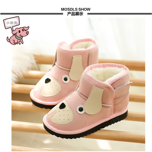 

2020 new kids boots toddle girls boots winter snow children warm ankle pink cartoon plush baby boys casual shoes, Black;grey